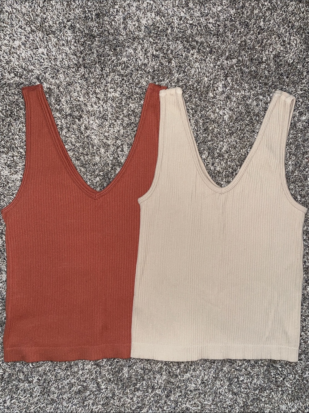 Ribbed V-Neck Crop Tank Top Bundle
